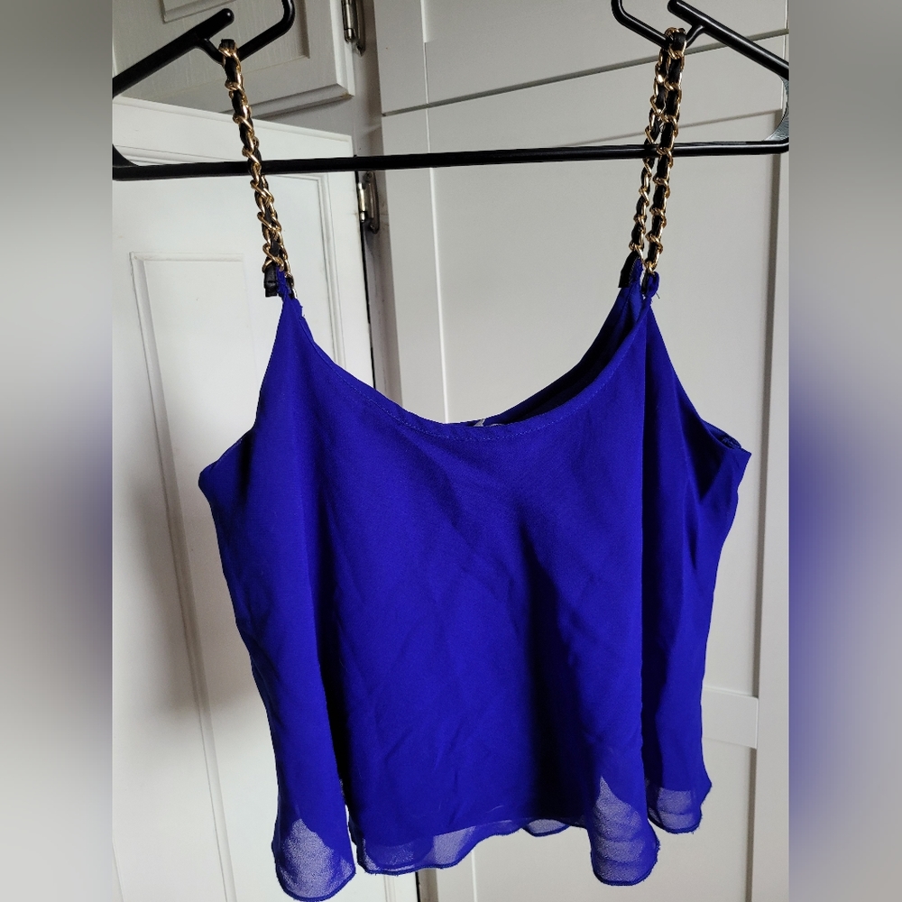 5/20- Charlotte Russe sheer crop/tank with gold straps